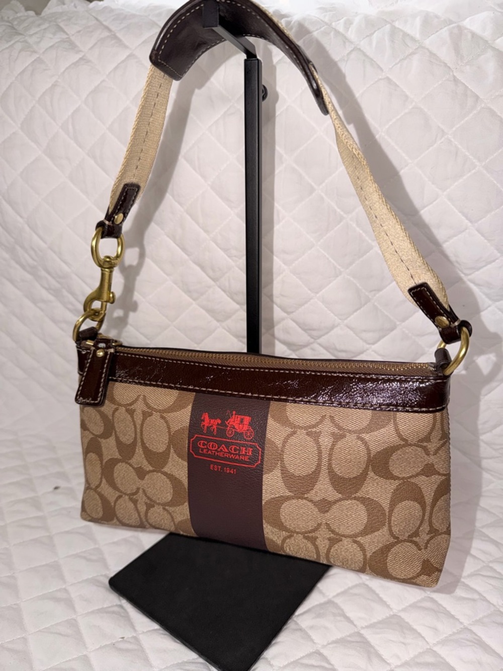 Coach Heritage Stripe Signature Demi Purse